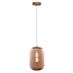 Cygnus 1-Light Amber Pendant with Cylinder Design Ribbed Glass Shade by CARRO