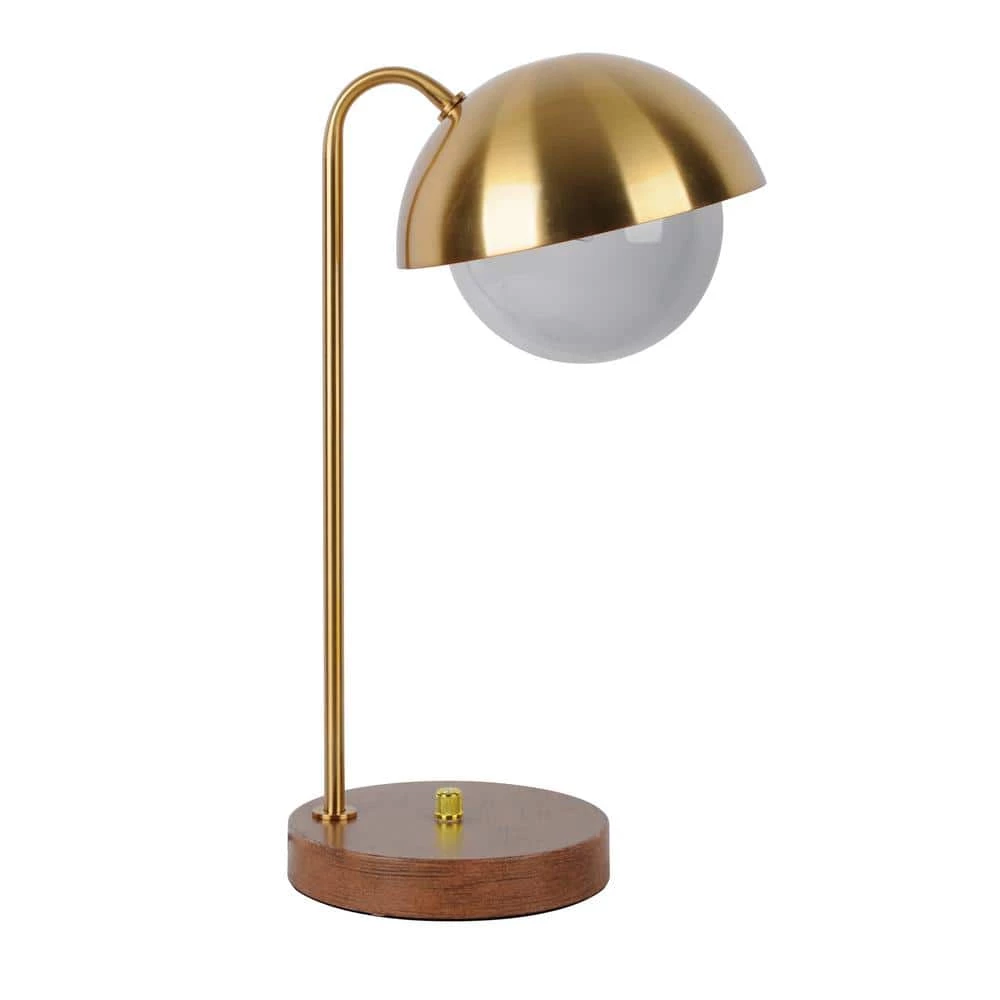 Jasper 18 in. Antique Brass and Faux Wood Metal Desk Lamp with Glass Shade by Decor Therapy 3 Jasper 18 in. Antique Brass and Faux Wood Metal Desk Lamp with Glass Shade by Decor Therapy