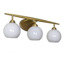 Michael 6.75 in. 3-Light Antique Brass with Milk Glass Vanity Light by Decor Therapy