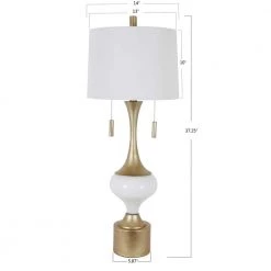 37.25 in. Vintage Antique Gold/White Table Lamp with Linen Shade by Decor Therapy -Decor Therapy Shop antique gold and white decor therapy table lamps tl21159 44 1000