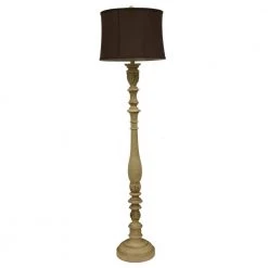 Nadia 62.5 in. Antique Ivory Floor Lamp with Faux Silk Shade by Decor Therapy