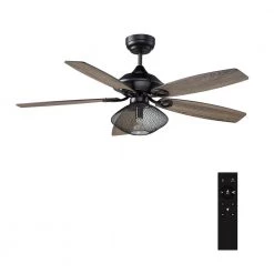 Keller 52 in. LED Indoor Black DC Motor Ceiling Fan with Light Kit and Remote Control Included by CARRO