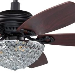 Henderson 52 in. LED Indoor Black Crystal Chandelier DC Motor Ceiling Fan with Light Kit and Remote Control Included by CARRO -Decor Therapy Shop black carro ceiling fans with lights hc525d l17 b4 1 44 1000