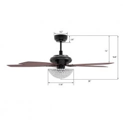 Henderson 52 in. LED Indoor Black Crystal Chandelier DC Motor Ceiling Fan with Light Kit and Remote Control Included by CARRO -Decor Therapy Shop black carro ceiling fans with lights hc525d l17 b4 1 66 1000