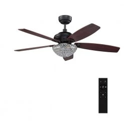 Henderson 52 in. LED Indoor Black Crystal Chandelier DC Motor Ceiling Fan with Light Kit and Remote Control Included by CARRO -Decor Therapy Shop black carro ceiling fans with lights hc525d l17 b4 1 c3 1000