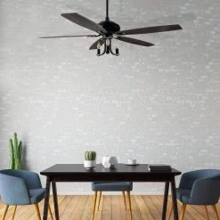 Henderson 52 in. LED Indoor Black DC Motor Chandelier Ceiling Fan with Light Kit and Remote Control by CARRO -Decor Therapy Shop black carro ceiling fans with lights hc525d l31 bf 1 1d 1000