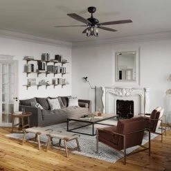 Henderson 52 in. LED Indoor Black DC Motor Chandelier Ceiling Fan with Light Kit and Remote Control by CARRO -Decor Therapy Shop black carro ceiling fans with lights hc525d l31 bf 1 31 1000