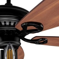 Henderson 52 in. LED Indoor Black DC Motor Chandelier Ceiling Fan with Light Kit and Remote Control by CARRO -Decor Therapy Shop black carro ceiling fans with lights hc525d l31 bf 1 4f 1000