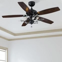 Henderson 52 in. LED Indoor Black DC Motor Chandelier Ceiling Fan with Light Kit and Remote Control by CARRO -Decor Therapy Shop black carro ceiling fans with lights hc525d l51 bg 1 c3 1000