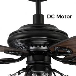 Henderson 52 in. LED Indoor Black DC Motor Chandelier Ceiling Fan with Light Kit and Remote Control by CARRO -Decor Therapy Shop black carro ceiling fans with lights hc525d l61 bg 1 4f 1000