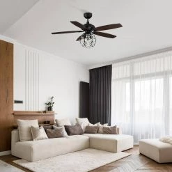 Henderson 52 in. LED Indoor Black DC Motor Chandelier Ceiling Fan with Light Kit and Remote Control by CARRO -Decor Therapy Shop black carro ceiling fans with lights hc525d l61 bg 1 77 1000