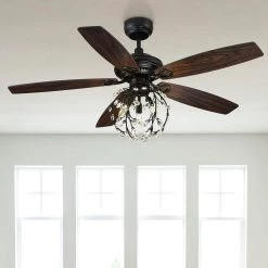 Henderson 52 in. LED Indoor Black DC Motor Chandelier Ceiling Fan with Light Kit and Remote Control by CARRO -Decor Therapy Shop black carro ceiling fans with lights hc525d l61 bg 1 c3 1000