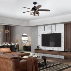 Keller 52 in. LED Indoor Black DC Motor Ceiling Fan with Light Kit and Remote Control Included by CARRO -Decor Therapy Shop black carro ceiling fans with lights hc525d1 l61 bg 1 31 1000