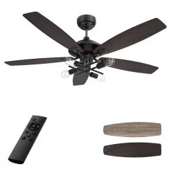Keller 52 in. LED Indoor Black DC Motor Ceiling Fan with Light Kit and Remote Control Included by CARRO