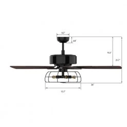 Maxton 52 in. LED Indoor Black DC Motor Ceiling Fan with Light Kit and Remote Control Included by CARRO -Decor Therapy Shop black carro ceiling fans with lights hc525g1 l20 b5 1 1d 1000