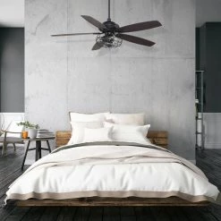 Henderson 56 in. LED Indoor Black DC Motor Ceiling Fan with Light Kit and Remote Control Included by CARRO -Decor Therapy Shop black carro ceiling fans with lights hc565d l27 b5 1 66 1000