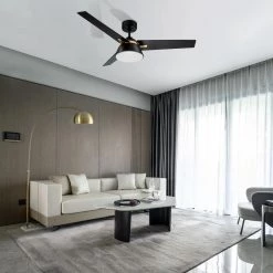 Lismore 48 in. Color Changing Integrated LED Indoor Black DC Motor Ceiling Fan with Light Kit and Remote Control by CARRO -Decor Therapy Shop black carro ceiling fans with lights hdc483a l12 b2 1g 31 1000