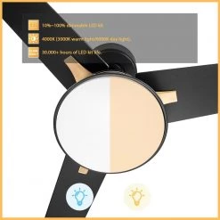 Lismore 48 in. Color Changing Integrated LED Indoor Black DC Motor Ceiling Fan with Light Kit and Remote Control by CARRO -Decor Therapy Shop black carro ceiling fans with lights hdc483a l12 b2 1g c3 1000