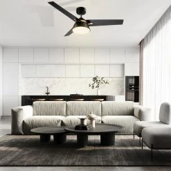 Lismore 48 in. Color Changing Integrated LED Indoor Black DC Motor Ceiling Fan with Light Kit and Remote Control by CARRO -Decor Therapy Shop black carro ceiling fans with lights hdc483a l12 b2 1g d4 1000