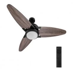 Maxwell 52 in. Color Changing Integrated LED Indoor Black DC Motor Ceiling Fan with Light Kit and Remote Control by CARRO -Decor Therapy Shop black carro ceiling fans with lights hdc523b l12 bs 1 44 1000