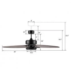 Maxwell 52 in. Color Changing Integrated LED Indoor Black DC Motor Ceiling Fan with Light Kit and Remote Control by CARRO -Decor Therapy Shop black carro ceiling fans with lights hdc523b l12 bs 1 76 1000