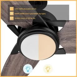 Maxwell 52 in. Color Changing Integrated LED Indoor Black DC Motor Ceiling Fan with Light Kit and Remote Control by CARRO -Decor Therapy Shop black carro ceiling fans with lights hdc523b l12 bs 1 c3 1000