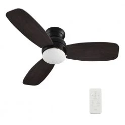 Trendsetter 44 in. Dimmable LED Indoor/Outdoor Black Smart Ceiling Fan with Light and Remote, Works w/Alexa/Google Home by CARRO -Decor Therapy Shop black carro ceiling fans with lights hs443q l12 b5 1 1f 1000