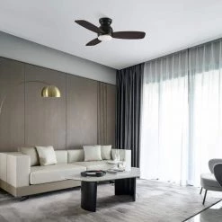 Trendsetter 44 in. Dimmable LED Indoor/Outdoor Black Smart Ceiling Fan with Light and Remote, Works w/Alexa/Google Home by CARRO -Decor Therapy Shop black carro ceiling fans with lights hs443q l12 b5 1 31 1000