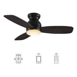 Trendsetter 44 in. Dimmable LED Indoor/Outdoor Black Smart Ceiling Fan with Light and Remote, Works w/Alexa/Google Home by CARRO