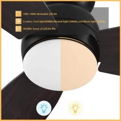 Trendsetter 44 in. Dimmable LED Indoor/Outdoor Black Smart Ceiling Fan with Light and Remote, Works w/Alexa/Google Home by CARRO -Decor Therapy Shop black carro ceiling fans with lights hs443q l12 b5 1 c3 1000