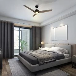 Tilbury 48 in. Integrated LED Indoor/Outdoor Black Smart Ceiling Fan with Light and Remote, Works with Alexa/Google Home by CARRO -Decor Therapy Shop black carro ceiling fans with lights hs483j3 l11 bs 1 31 1000