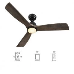 Sawyer 48 in. Dimmable LED Indoor/Outdoor Black Smart Ceiling Fan with Light and Remote, Works with Alexa/Google Home by CARRO