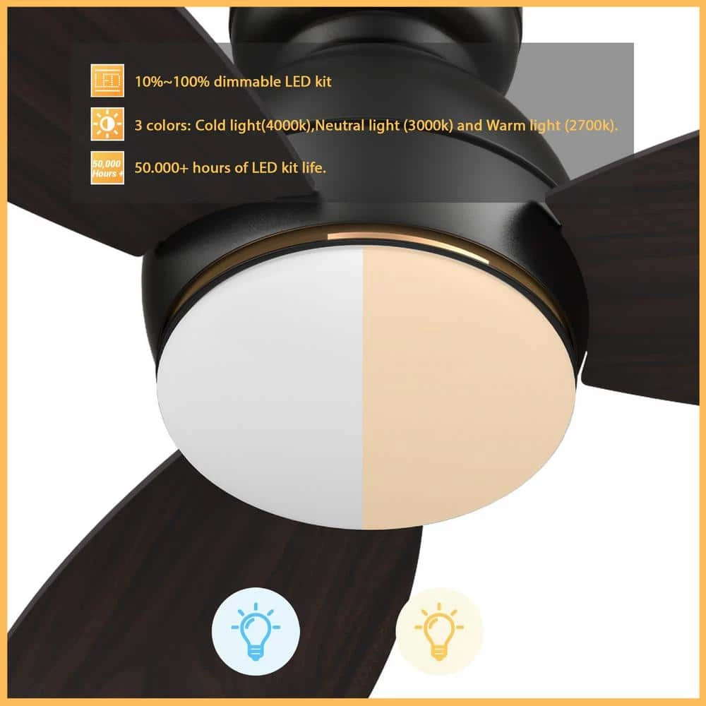 Bretton 48 in. Integrated LED Indoor/Outdoor Black Smart Ceiling Fan with Light and Remote, Works with Alexa/Google Home by CARRO 7 Bretton 48 in. Integrated LED Indoor/Outdoor Black Smart Ceiling Fan with Light and Remote, Works with Alexa/Google Home by CARRO - Image 5