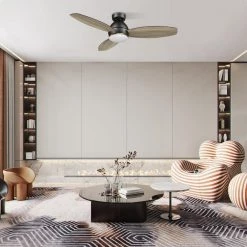 Bretton 48 in. Integrated LED Indoor/Outdoor Black Smart Ceiling Fan with Light and Remote, Works with Alexa/Google Home by CARRO 18 Bretton 48 in. Integrated LED Indoor/Outdoor Black Smart Ceiling Fan with Light and Remote, Works with Alexa/Google Home by CARRO -Decor Therapy Shop black carro ceiling fans with lights hs483q6 l12 bo 1 fm 31 1000