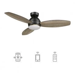 Bretton 48 in. Integrated LED Indoor/Outdoor Black Smart Ceiling Fan with Light and Remote, Works with Alexa/Google Home by CARRO