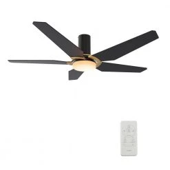 Voyager 48 in. Dimmable LED Indoor/Outdoor Black Smart Ceiling Fan with Light and Remote, Works with Alexa/Google Home by CARRO -Decor Therapy Shop black carro ceiling fans with lights hs485b l22 b2 1g fm 44 1000
