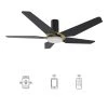 Voyager 48 in. Dimmable LED Indoor/Outdoor Black Smart Ceiling Fan with Light and Remote, Works with Alexa/Google Home by CARRO -Decor Therapy Shop black carro ceiling fans with lights hs485b l22 b2 1g fm 64 1000