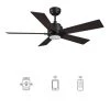 Aspen 48 in. Dimmable LED Indoor/Outdoor Black Smart Ceiling Fan with Light and Remote, Works with Alexa/Google Home by CARRO -Decor Therapy Shop black carro ceiling fans with lights hs485j1 l11 b5 1 64 1000