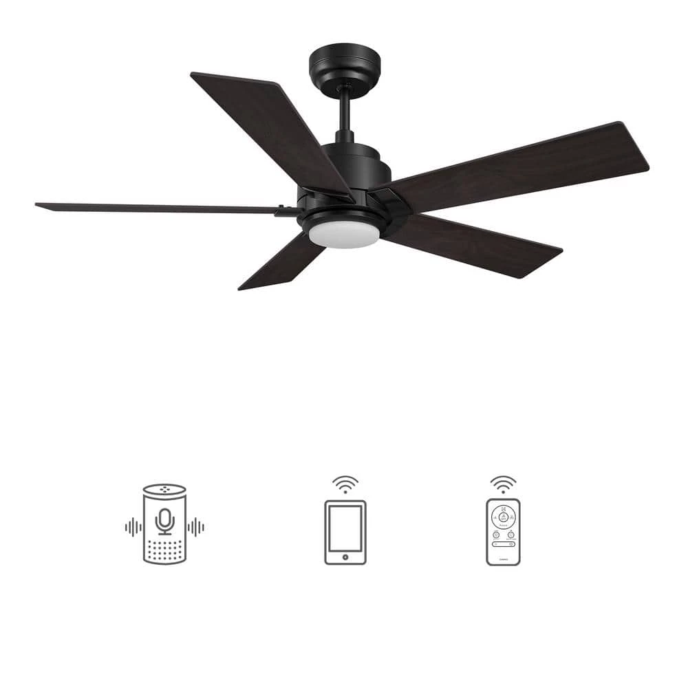 Aspen 48 in. Dimmable LED Indoor/Outdoor Black Smart Ceiling Fan with Light and Remote, Works with Alexa/Google Home by CARRO 3 Aspen 48 in. Dimmable LED Indoor/Outdoor Black Smart Ceiling Fan with Light and Remote, Works with Alexa/Google Home by CARRO