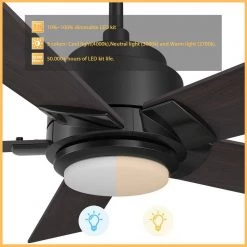 Aspen 48 in. Dimmable LED Indoor/Outdoor Black Smart Ceiling Fan with Light and Remote, Works with Alexa/Google Home by CARRO 17 Aspen 48 in. Dimmable LED Indoor/Outdoor Black Smart Ceiling Fan with Light and Remote, Works with Alexa/Google Home by CARRO -Decor Therapy Shop black carro ceiling fans with lights hs485j1 l11 b5 1 c3 1000
