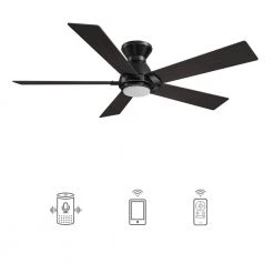 Aspen 48 in. Dimmable LED Indoor/Outdoor Black Smart Ceiling Fan with Light and Remote, Works with Alexa/Google Home by CARRO