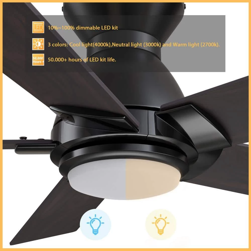 Aspen 48 in. Dimmable LED Indoor/Outdoor Black Smart Ceiling Fan with Light and Remote, Works with Alexa/Google Home by CARRO 7 Aspen 48 in. Dimmable LED Indoor/Outdoor Black Smart Ceiling Fan with Light and Remote, Works with Alexa/Google Home by CARRO - Image 5