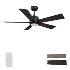 Aspen 48 in. Dimmable LED Indoor/Outdoor Black Smart Ceiling Fan with Light and Remote, Works with Alexa/Google Home by CARRO