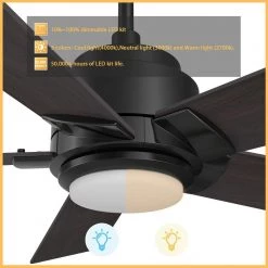 Aspen 48 in. Dimmable LED Indoor/Outdoor Black Smart Ceiling Fan with Light and Remote, Works with Alexa/Google Home by CARRO -Decor Therapy Shop black carro ceiling fans with lights hs485j1 l11 bg 1 c3 1000