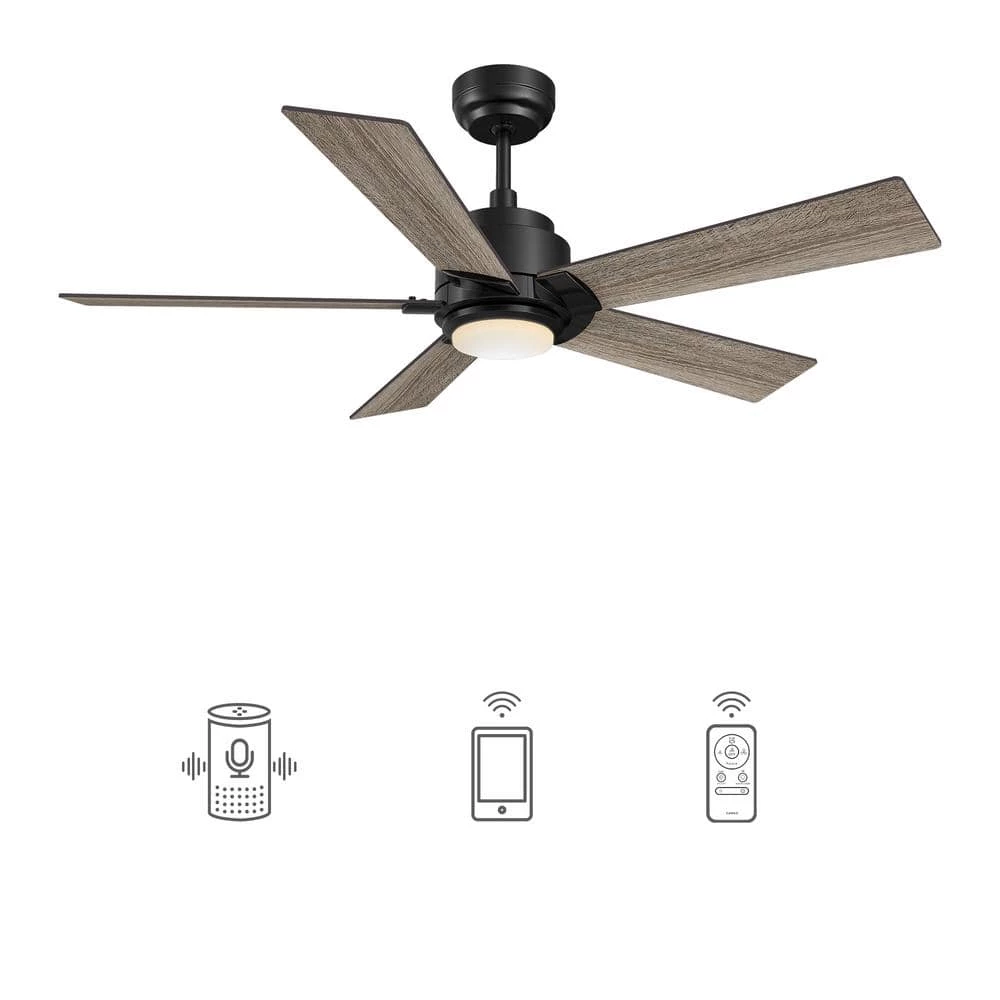 Aspen 48 in. Dimmable LED Indoor/Outdoor Black Smart Ceiling Fan with Light and Remote, Works with Alexa/Google Home by CARRO 3 Aspen 48 in. Dimmable LED Indoor/Outdoor Black Smart Ceiling Fan with Light and Remote, Works with Alexa/Google Home by CARRO