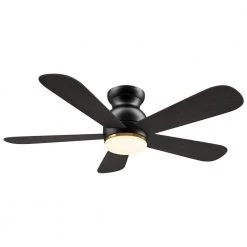 Kaze 48 in. Dimmable LED Indoor/Outdoor Black Smart Ceiling Fan with Light and Remote, Works with Alexa/Google Home by CARRO -Decor Therapy Shop black carro ceiling fans with lights hs485q l12 b5 1 fm 1f 1000