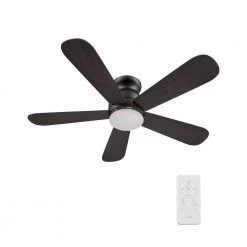 Kaze 48 in. Dimmable LED Indoor/Outdoor Black Smart Ceiling Fan with Light and Remote, Works with Alexa/Google Home by CARRO -Decor Therapy Shop black carro ceiling fans with lights hs485q l12 b5 1 fm 44 1000
