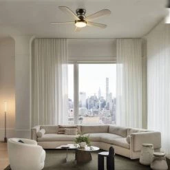 Kaze 48 in. Dimmable LED Indoor/Outdoor Black Smart Ceiling Fan with Light and Remote, Works with Alexa/Google Home by CARRO -Decor Therapy Shop black carro ceiling fans with lights hs485q l12 bg 1 fm 31 1000