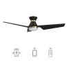 Jett 52 in. Dimmable LED Indoor/Outdoor Black Smart Ceiling Fan with Light and Remote, Works with Alexa/Google Home by CARRO