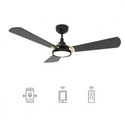 Veter 52 in. Dimmable LED Indoor/Outdoor Black Smart Ceiling Fan with Light and Remote Works with Alexa/Google Home by CARRO